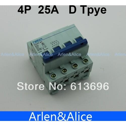 4P 25A D type 240V/415V Circuit breaker MCB 4 POLES