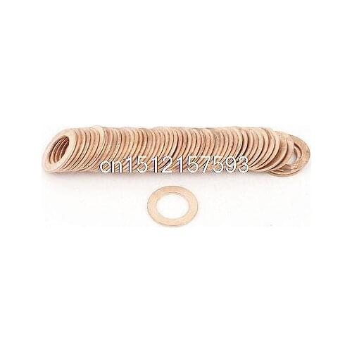 50PCS 16mm OD 10mm ID 1mm Thick Copper Washer Flat Ring Oil Brake Line Seal