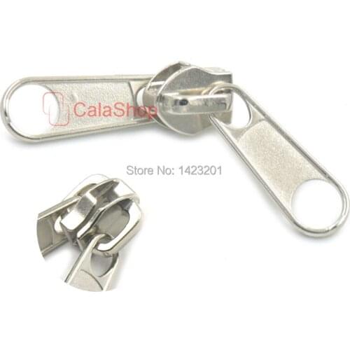 50 Pcs / Lot #5 Metal Double Zipper Puller Slider Repair Replace Kit Stop Purse Backpacks Sleeping Bags Zipper