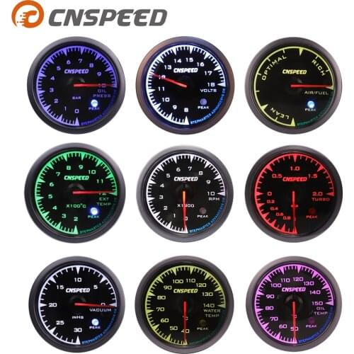Shark style 2.5" 60mm Turbo Boost gauge Oil Temp press Volt Tachometer Water temp Air fuel Ratio Exhaust gas temp with 7 Colors