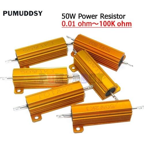 RX24 50W Aluminum Power Metal Case Wirewound Resistor 0.01 ~ 100K 0.1 0.5 1 1.5 2 6 8 10 20 100 150 200 300 1K 10K ohm