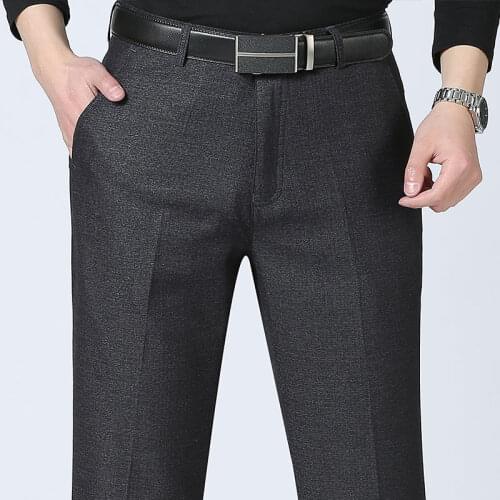 Mens Dress Pants Formal Business Classic Suit Pants Mens Casual Dress Suit Man Office Work Slim Fit Male Grey Casual Trousers