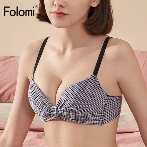 Sexy Grid Lingerie Comfort Wireless Bras for Women Plunge Brassiere Multi Way Bra A B Cup