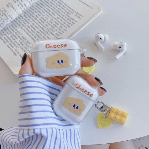 Cute Cartoon Cheese Earphone Case For Apple AirPods 1 2 3 Soft TPU Headphone Cover For Air Pods Pro Charging Box Bags