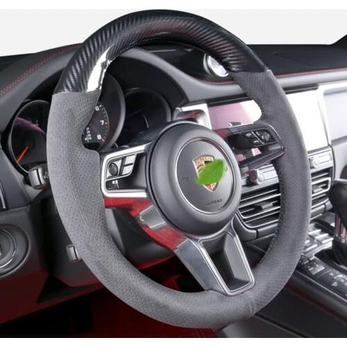 Steering Wheel Cover for Porsche Macan Cayenne 911 9YA 718 Hand-stitched Alcantara Grip Cover high quality car accessories