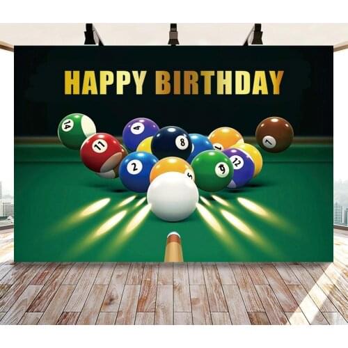 Snooker Billiards Eightball Prince Men Birthday Photography Backdrops Green Table Pool Clearance Celebration Party Background