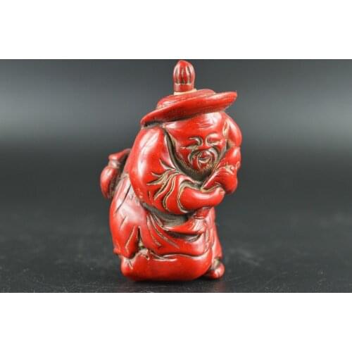 CHINESE Exquisite CORAL CARVE OLD MAN SNUFF BOTTLE
