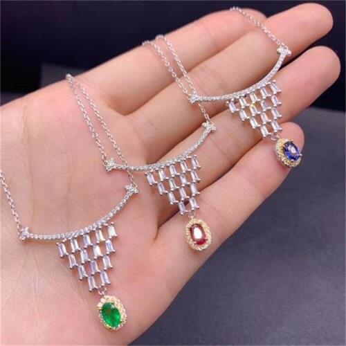 Classic natural emerald necklace, royal style, world famous gem, good quality, low price, 925 silver