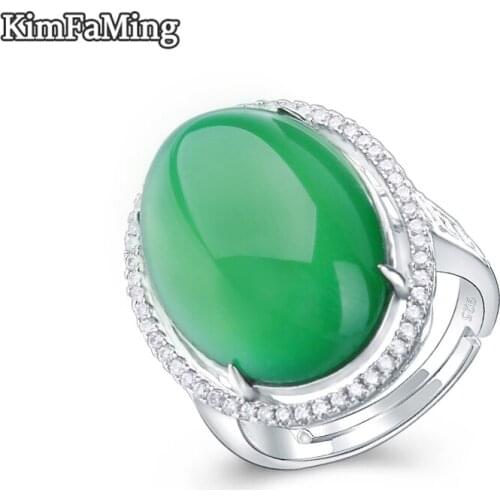 High Quality Precious Sterling Silver Big Gemstone Rings Jewelry for Men Chalcedony Gift OPR159