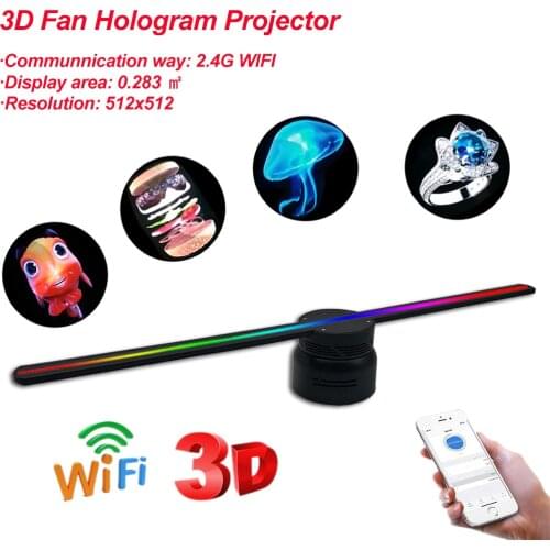 Computer Wifi 3D Hologram projector Advertising Display LED Holographic fan Naked Eye Fan light 3D Advertising Logo DJ Lights