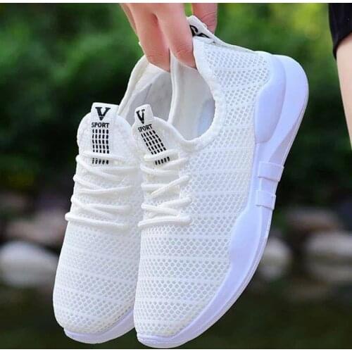 Lightweight Breathable Knitted Mesh Sneakers Women Casual Flat Running Shoes Summer Tennis Trainers Outdoor Sports Walking Shoe