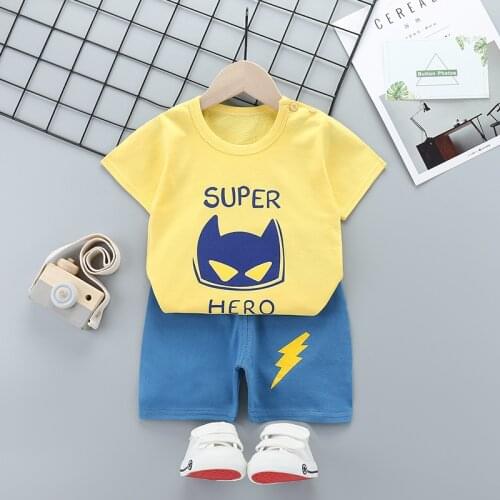 Summer Baby Boy Clothes Cotton Boys and Girls Baby Sport Set Childrens Tshirt+pants Childrens Clothing Suit