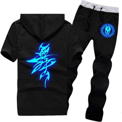Unisex Summer Clothes Noctilucent Ghost Drag Step Hip Hop Dance Ghost A Dance Step Fluorescence Luminescence Ghost Coat