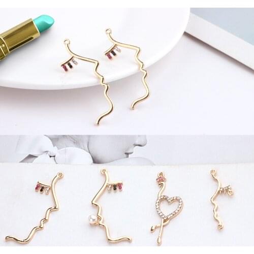 Min order color rhineston decoration creativity lines face/birds shape alloy floating locket charms diy jewelry earrings pendant