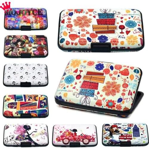 Fashion Women Printing RFID Scanning Protect Anti-theft Business Card Box Credit Card Pocket Wallet Holder Carteira Feminina