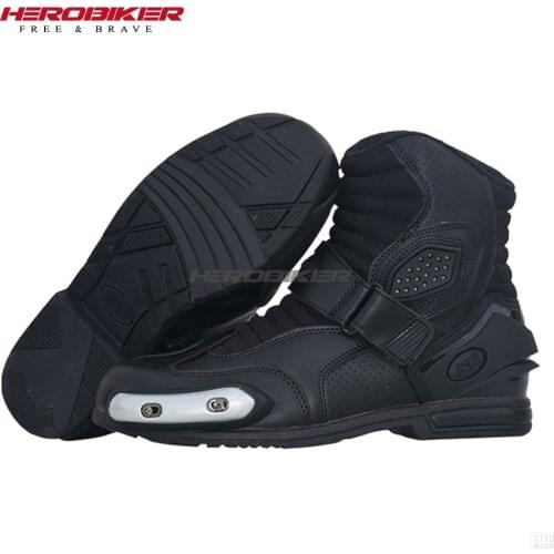 Motorcycle Boots Leather Motocross Boots Unisex Moto Riding Shoes Motorcycle Protection Breathable Moto Black All Season