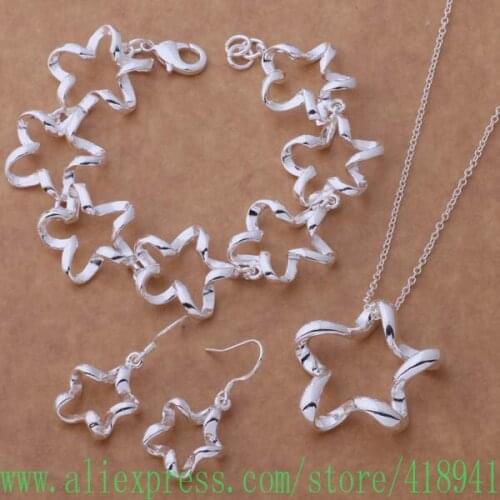 Silver Plated Jewelry Sets Bracelet 092 + Necklace 313 + Earring 320 /efbamwia bgdajxka AS233