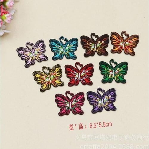 50pcs/lot Butterfly Embroidery Patches Letters Clothing Decoration Accessories Diy Iron Heat Transfer Applique Iron on Patches