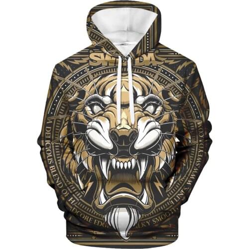 New product 3D animal print plus fleece hooded sweater casual mens and womens hooded jacket tide