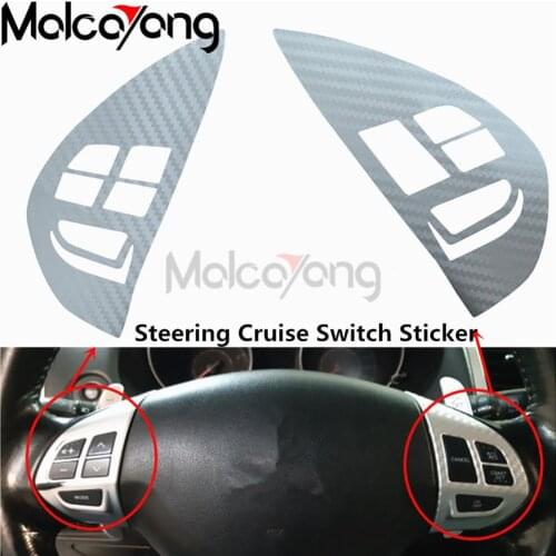 For Mitsubishi ASX 2007-2012 Outlander Car Steering Wheel Control Switch Audio Cruise Button Sticker Carbon Fiber Pattern Cover