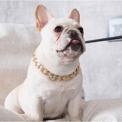 Plastic Punk Gold Dog Chain Collar Pet Jewelry Photo Props Dog Accessories 37CM for Small Large Dogs