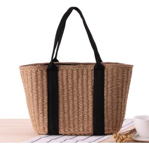 Women Handbag Summer Beach Bag Rattan Woven Handmade Knitted Straw Large Capacity Totes Women Shoulder Bag Bohemia Sac A Main