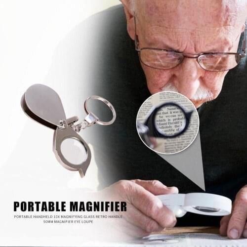 15X Portable Folding Key Ring Mini Magnifier Key Chain Magnifying Durable Glass Loupe Pocket Tool Holiday Gift Supplies