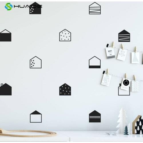Scandinavian Style Wall Decals Geometric House Wall Sticker Nordic Tribal House Wall Art Decor Bedroom Decoration Stickers A816