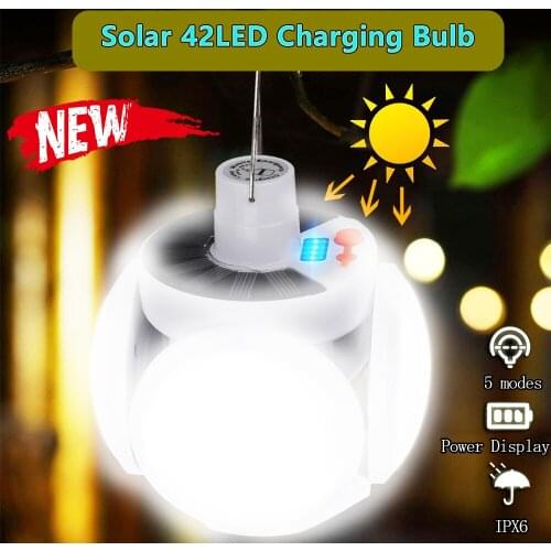 Solar Emergency DC Rechargeable Lantern Portable 42 LED Solar Light Bulb Outdoor Tent Lamp LED Garage Light