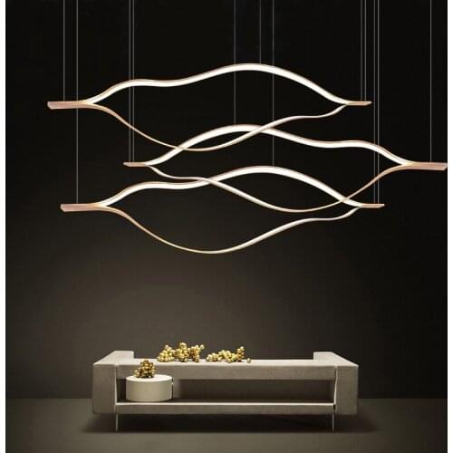 Post-modern dining room chandelier simple wave LED long bar counter front desk Nordic living room designer lip chandelier
