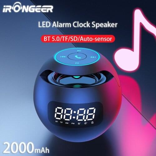 LED Mini Portable Bluetooth Speaker Box FM Radio TF Alarm Clock 2000mAh Music Boombox Call with Mic Gift Speakers