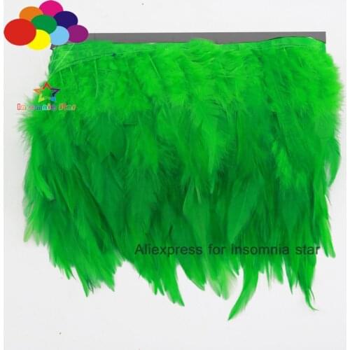 Top 1/10meter grass green Rooster Tail Feathers 8-12cm wide cock Cloth Sideband for Clothing Wedding Party trims DIY Scarf