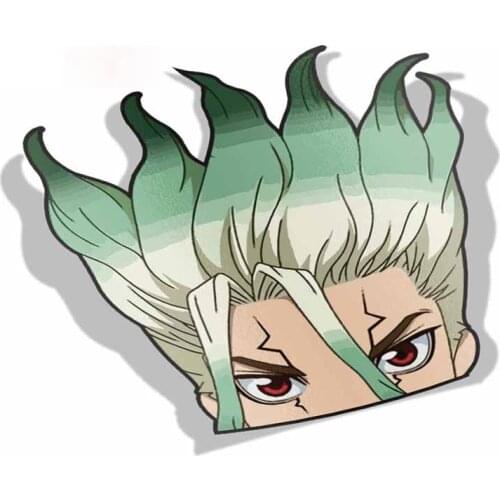 Personality Senku Dr Stone Peek Anime Big Head Vinyl Car Sticker Window Trunk Decal Car Styling Accessories Apply To Car Door