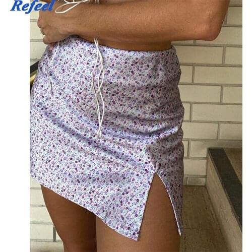 Women summer skirt vintage satin sexy floral print chic zipper high waist pencil mini skirt female vestidos dropshipping