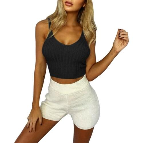 Womens Casual Solid Camisole Summer Sexy V-neck Exposed Navel Slimming Tube Tops Knitted Staps Tanks