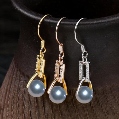 MADALENA SARARA 925 Sterling Silver and AAA Freshwater Pearl Drop Earrings Square Fashion
