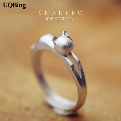 Free Shipping 925 Sterling Silver Matte Cat Ring Women Jewelry Gift Finger Rings Anillo Anel De