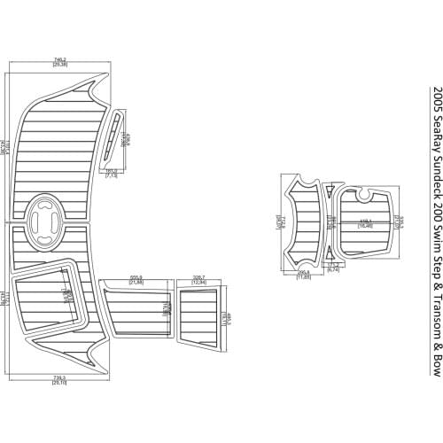 2005 SeaRay Sundeck 200 Swim Step & Transom & Bow Pad Boat EVA Teak Decking 1/4" 6mm