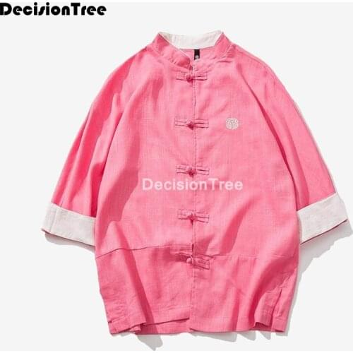 2021 traditional chinese tang suit clothes men long sleeve kung fu tai uniform cotton shirt blouse chinese zen tea casual shirts