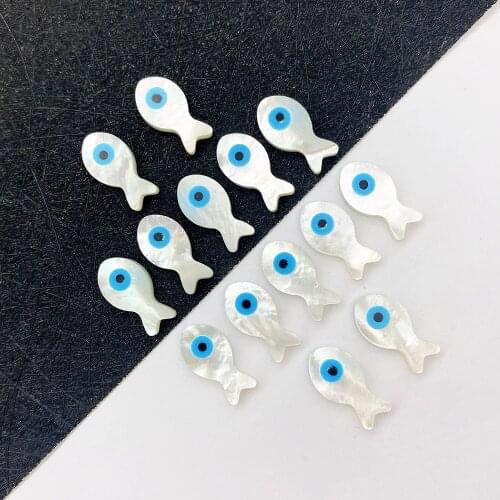 3pcs/bag Evil Eye Natural Sea Shell Bead Fish Shape for Bracelets Necklaces DIY Making Jewelry Find Accessories Charm 4-20 mm
