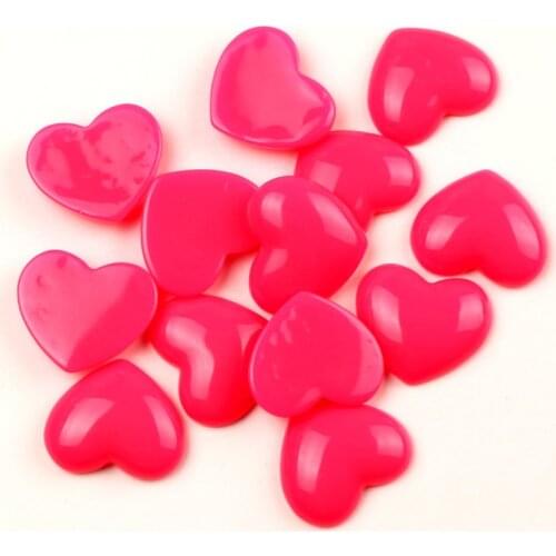 30Pcs Mixed Resin Fuchsia Heart Decoration Crafts Beads Flatback Cabochon Scrapbook DIY Embellishments Accessories Buttons