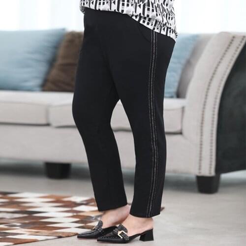 Extra Large Casual Trousers For Women 2021 Spring Loose Elastic Waist Pants Winter Women Warm Straight Trousers Plus Size Womens