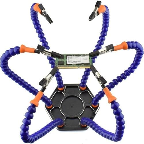 6PCS Multi Soldering Iron Helping Holder Third Hand Flexible Arms USB DC Fan Flashlight Magnifier Welding Station Repair Tool