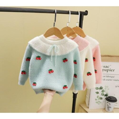 Kid Winter Autumn T-shirts Clothes Children Pullover Sweaters for Baby Girls Long Sleeve Print Sweater Warm Clothing Strawberry