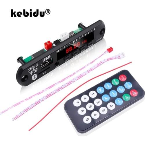 Kebidu 5V 12V MP3 WMA Audio Module Decoder Board USB TF Radio Bluetooth5.0 Wireless Music Car MP3 Player With Remote Control