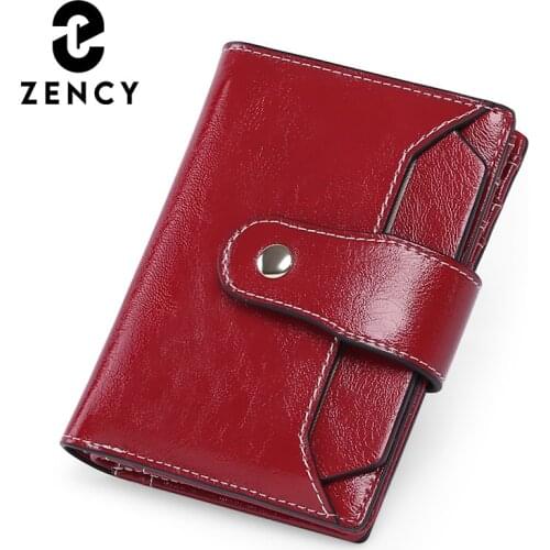 Zency 2021 Short Small Vintage Lady Wallet Genuien Leather Multifuntion Fashion Purse Womens Hasp Wallet Card Case Clutch Bag