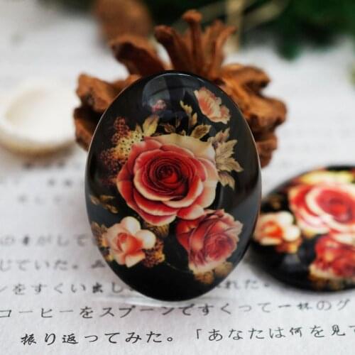 Round oval 10-40mm flower Glass Cabochon for bracelet necklace women earring rings brooch DIY Jewelry hand made supply