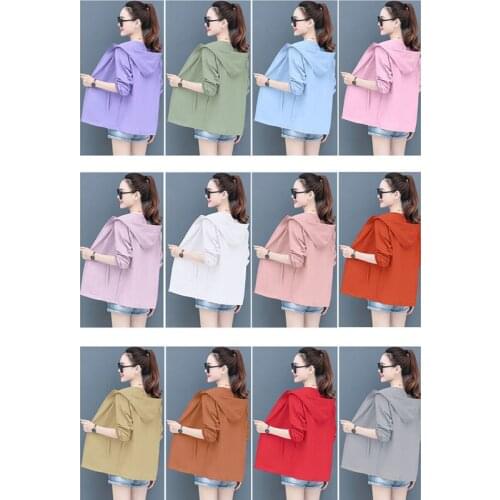 Large Size Sun Protection Clothing Women Anti-Ultraviolet 2021New Summer Female Coat Short Beachwear Loose Thin Jacket Lady L560
