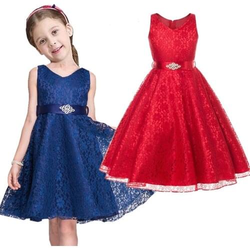 Fashion Girls Full Dress Lace Children Evening Ball Gown Girl Wedding Clothes Party Hollow Kid Formal Attire Vestidos Outfit 3-9
