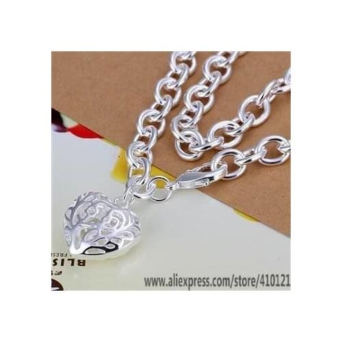 N239 Lucky Charm Silver Color Pendants For Women Jewelry Necklace Girl Lady Accessories Fashion Stereo Heart Thick Necklace